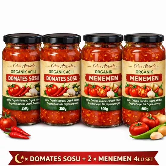 Organik Acılı Domates Sosu ve Menemen  4’lü Set
